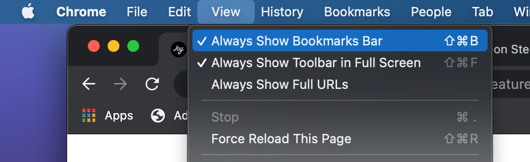 Chrome - How to Always Show Bookmarks Bar